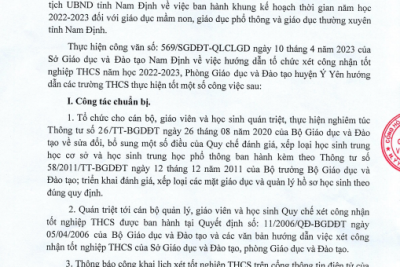 CV HƯỚNG DẪN TỔ CHỨC XÉT CÔNG NHẬN TỐT NGHIỆP NĂM 2022 – 2023
